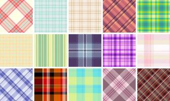 Gingham-inspired plaid patterns, great for textile, fabric, and shirt designs with rustic and British fashion vibes. vector