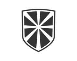 Shield black and white logo. Guarantee, insignia and guard symbol. Security icon vector