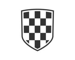 Shield black and white logo. Guarantee, insignia and guard symbol. Security icon vector