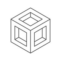 Cube logo, geometric design. Monochrome box logotype company, trendy techno emblem in isometric line style. vector