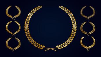 Golden frame collection laurel wreach quality vector