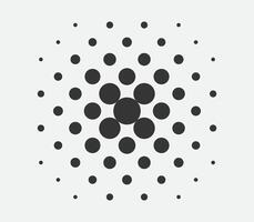 Circle halftone design element. Dots spotted black pattern. Comic style blob vector