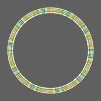 Round frame vintage pattern design template. Circle border designs plaid fabric texture. Scottish tartan background for collage art, gif card, handmade crafts. vector