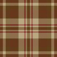 Plaid check pattern in orange and red colors. Seamless fabric texture. Tartan textile print. vector