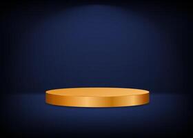 Empty stage background. Golden round podium for presentation. illustration. vector
