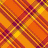 Diagonal plaid textile fabric, furry texture background. Blank pattern seamless tartan check in bright and golden poppy colors. vector