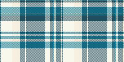 Simple seamless plaid texture, indigo pattern tartan check. Carpet fabric background textile in cyan and white colors. vector