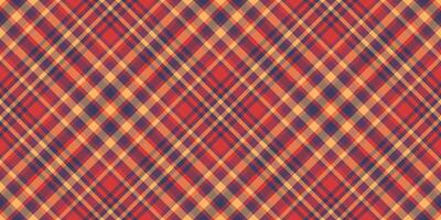 Madras background fabric pattern, cozy plaid tartan textile. Doodle seamless texture check in red and orange colors. vector