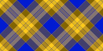 Square pattern check fabric, brazil background textile . Large tartan texture plaid seamless in yellow and blue colors. vector