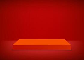 Empty stage. Red background. Podium for presentation. illustration. vector