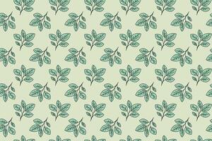 Hand drawn floral pattern design. Simple ornament with plant and leaf. vector