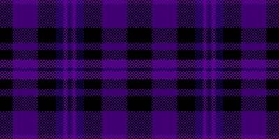 Vogue pattern texture, 1960s fabric check tartan. Customize textile plaid seamless background in violet and black colors. vector