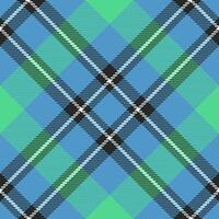 Individuality check fabric , shabby pattern plaid background. Irish textile tartan seamless texture in cyan and grey colors. vector
