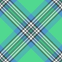 Curved background fabric, kid textile tartan texture. Creativity pattern seamless check plaid in green and cyan colors. vector