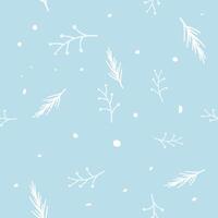 Winter Holiday Snowy Branch Pattern on Light Blue Background vector