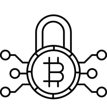 Bitcoin Padlock illustration with isolated background vector
