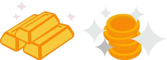 Shiny Gold Bars and Coins Wealth Illustration vector