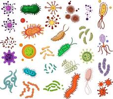 bacteria and viruses illustration set vector