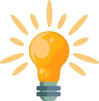 Bright Yellow Light Bulb With Radiating Rays vector
