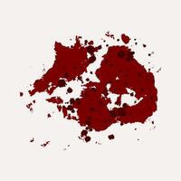Red smear with splashes on white background, blood streaks, imprint. Realistic stain, Halloween, crime and horror design elements, textured spray stain. vector