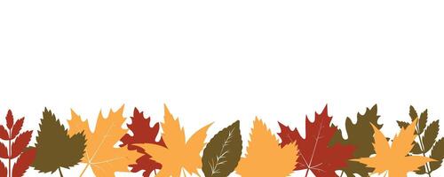 Autumn leaves border for fall concept. Colorful maple birch frame banner with empty copy space. Fallen gold and red autumn leaves. October nature abstract with foliage border vector