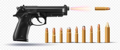 gun modern weapons realistic illustrations vector