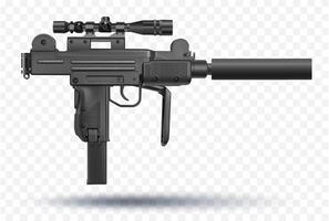 submachine gun uzi firearms modern weapons realistic illustrations vector