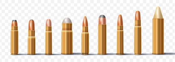 Realistic golden bullet isolated on a transparent background. illustration. vector