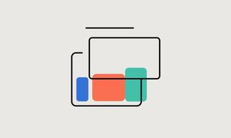A square box with a colorful square on it vector