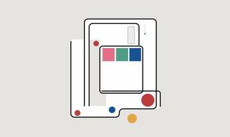 A white and blue computer with a colorful paintbrush vector
