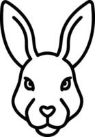 Rabbit head Art, Icon, Logo and Graphics. Rabbit head outline and line art illustration design. Lion head black and white. vector