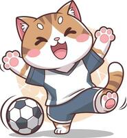 Illustration of a cat playing soccer isolated on white background eps 10 vector