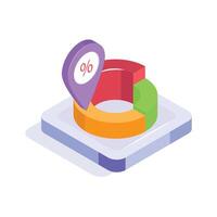 Percentage icon positioned inside a location pin, symbolizing data points vector