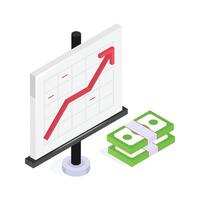 Well designed isometric icon of financial analysis in modern style vector