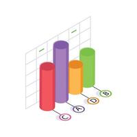 Colorful vertical bars labeled with percentages for data comparison vector