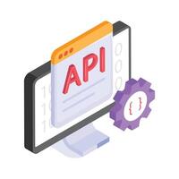 An isometric icon of api integration vector