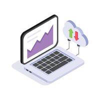 Grab this isometric icon of cloud data vector