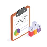 A clipboard displaying a report with bar graphs, symbolizing organized business data vector