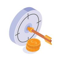 A target with an arrow indicating successful achievement of business goals vector