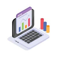 Take a look at this amazing icon of data analytics in isometric style vector