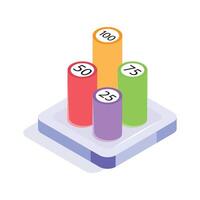 Colorful vertical bars labeled with percentages for data comparison vector