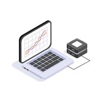 Customizable isometric icon of data server analysis in trendy style vector