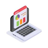 Take a look at this amazing icon of data analytics in isometric style vector