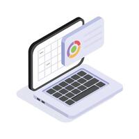 Laptop displaying charts and graphs for data analysis and performance insights vector