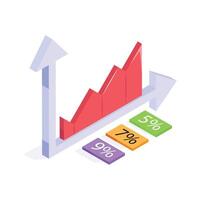 Get this amazing icon of growth chart in modern style, ready to use vector