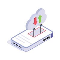 Cloud data, internet data storage isometric icon vector