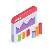 A web interface displaying growth analytics with bar and line charts vector