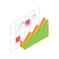A chart featuring line and bar graphs tracking upward trends vector