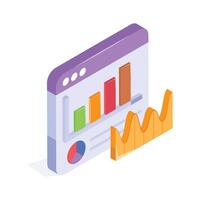 Carefully designed web analytics isometric icon in trendy style vector