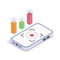 A mobile dashboard displaying data insights through visual charts vector